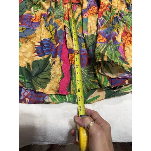 (T7) FARM RIO Wrap dress with painted toucan print. Long dress, tiered , size L - Picture 5 of 15